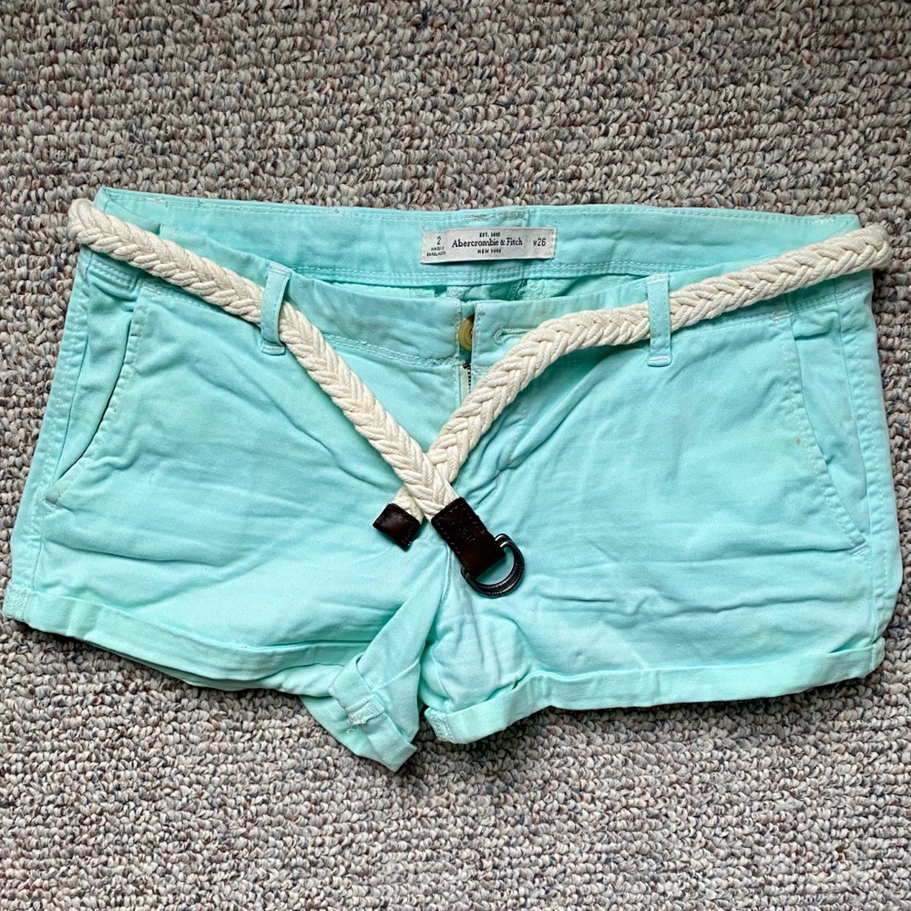 A&F Mint Green Shorts with Belt - Size 26